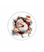 Santa Claus Breaking Wall, Christmas Round Dot Stickers Set, 1.2" &amp; 1.5" - $6.45