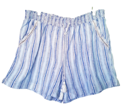 Briggs Shorts Women&#39;s X-Large Paperbag Cotton Spandex Blue White Stripes... - £11.03 GBP