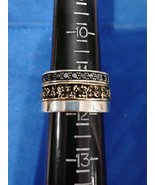 925 Sterling Silver Skull Black Zircon 15mm Wide Ring Band Sz 12 Free Sh... - €77,62 EUR