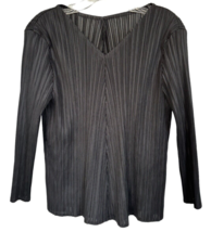 Women&#39;s Pleated Dress Top 3/4 Sleeve V-Neck Stretch - One Size Black - £11.59 GBP