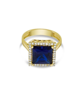 14k Yellow Gold Simulated Sapphire Womens Birthstone Ring Blue September - $7,244.46 MXN