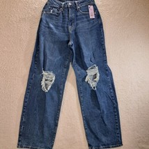 Womens Wild Fable Highest Rise Distressed Baggy Blue Jeans Size 4/27 - £12.92 GBP