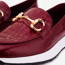 The Milan Burgundy Croc-Embossed Patent Leather Women Sneaker image 6