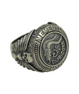 Capricorn Zodiac Sign Skull Sterling Silver Biker Men's Ring Masonic - $150.00