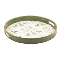 Round Deer and Pine Tree Print Tray 13.5&quot;H - $54.82