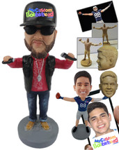 Personalized Bobblehead Barber Dude Ready With His Equipment Wearing T-Shirt And - £72.74 GBP