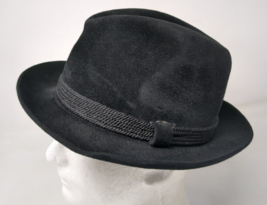 Vintage Dobbs Fifth Avenue Hunter Mountain Men&#39;s Black Fur Felt Fedora 7 1/4 - £37.93 GBP