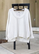 Long Sleeve Oversized Sweater by Free People, size small, ivory color - £15.54 GBP