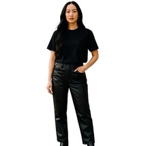 Abercrombie &amp; Fitch The 90s Straight Ultra High Rise Black Faux Leather ... - $29.40