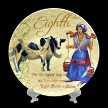 Noble Excellence 12 Days of Christmas EIGHTH DAY Salad Plate Maids Milking 8.25&quot; - £12.99 GBP