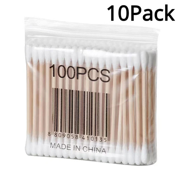 10 Pack Double Ended Cotton Swabs Household Makeup Removal Ear Digging  - £12.76 GBP