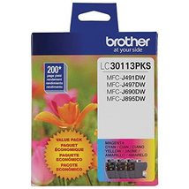 Brother Printer LC30113PKS 3-Pack Standard Cartridges Yield Up To 200 Pa... - $40.11