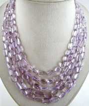 Natural Pink Amethyst Beads Cabochon 5 Line 689 Carats Gemstone Necklace - £189.84 GBP