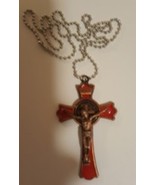 Jesus Crucifix Cross Enamel INRI Saint Benedict Pendant Necklace - £11.74 GBP