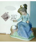 Lladro Nao Let's Rest Stories to Lulu Figurine 1091 Girl/Puppy Handpainted Boxed - $109.90