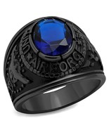 US Air Force Black Plated Stainless Steel Blue Crystal Mens Ring TK316 - $25.87 CAD