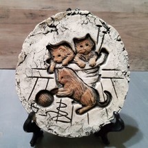 Stan Langtwait Shapes Of Clay Round Wall Plaque Cats Kittens Playing Yar... - £21.89 GBP