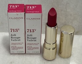 2 Clarins Joli Rouge Velvet Matte Moisturizing Lipstick - 713V Hot Pink - 0.1 oz - $19.80