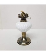 7&quot; White Glass Oil Lamp Metal Base Decorative Milkglass Table Lamp - £8.57 GBP