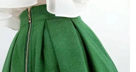 Winter Green Midi Pleated Skirt Women Custom Plus Size Woolen Party Skirt image 4