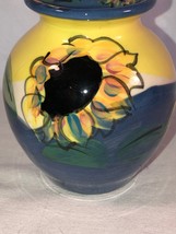 Vintage  Nancy Toler Art Pottery Vase Laguna Beach Mint Sunflowers Signe... - $23.99