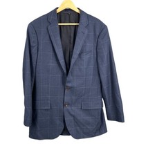 J.Crew Ludlow Suit Jacket Italian Wool Blue Windowpane Pattern 2 Button Mens 38R - £96.43 GBP