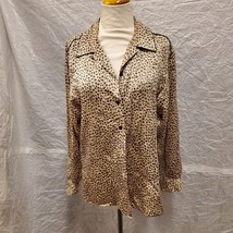 Vintage Anna and Frank Women&#39;s Cheetah Print Silk Blouse, Size Small - £27.68 GBP