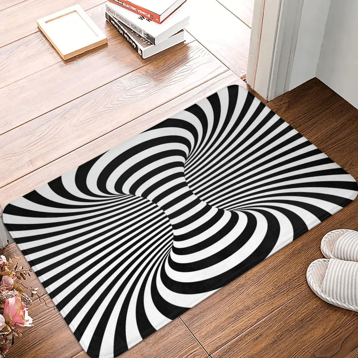 Bathroom Mat Black White Space Optical Illusion Rug Home Doormat Kitchen Carpet  - $15.99