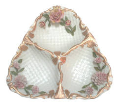 Vintage Capodimonte Style Ceramic Divided Tray, Hand Made Flowers-Made in Italy - £168.27 GBP