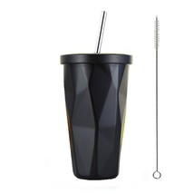Double Wall Vacuum Insulated Stainless Steel Flask Tumbler with Steel Straw - £34.94 GBP