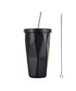 Double Wall Vacuum Insulated Stainless Steel Flask Tumbler with Steel Straw - £35.19 GBP