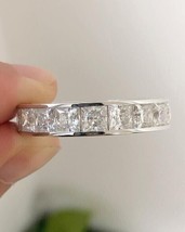 14k White Gold Plated 3 Ct Princess Cut Simulated Diamond Eternity Wedding Band - £54.45 GBP