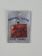 Vtg Souvenir Colorado State Shape Cloisonne Enamel Charm on Orig Card 1960s/70s - £8.83 GBP