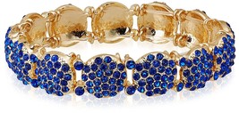 Nuovo Cohesive Jewels Decorato Color Oro Cristallo Blu Cz 6.5 &quot; Stretch - £14.95 GBP