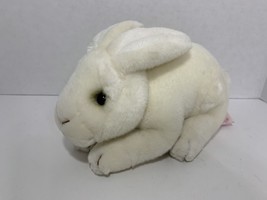 Russ Berrie plush white Easter bunny rabbit Cooper lying down toy stuffe... - $4.94