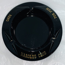 Vtg Harolds Club Reno for Fun Glass amethyst 4.25&quot; Ashtray Looks Black EUC - £10.02 GBP