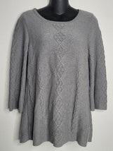 Soft Surroundings Womens Gray Cable Accents Pullover Sweater Small Silk Cashmere - £26.37 GBP