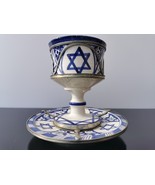 Kiddush Cup Set Fez Pottery with Silver Designs Moroccan Ceramic Judaica... - €56,93 EUR