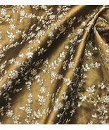 Brown and Gold Embroidered Fabric, Dress Gown, Bridal Wedding Fabric - N... - £16.51 GBP