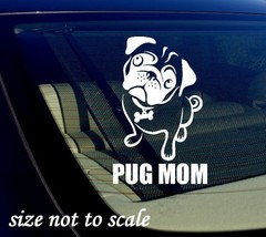 Pug Mom Decal Sticker-white- Car Window Bumper I Love My Rescue Dog 3.5&quot; x 5.5&quot; - £3.18 GBP