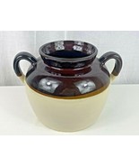Vintage USA Stamped Pottery Brown Drip Glaze Bean Pot Crock Jar 7&quot; Tall ... - £7.82 GBP