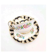 Royal Albert Tea Cup &amp; Saucer Fine Bone Cobalt Blue Beaded Painted Disco... - $49.95