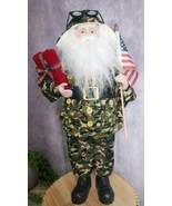 Army Camouflage Camo Santa Claus Figure Figurine Christmas Military 18&quot; ... - $29.99