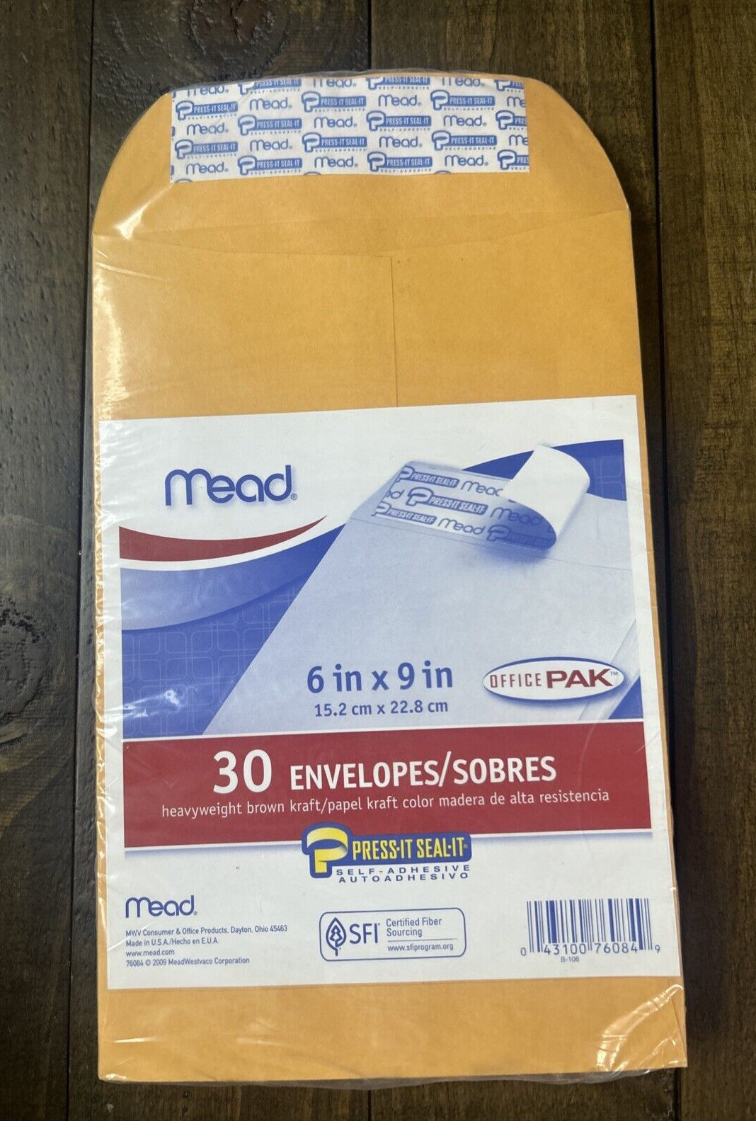 Mead Press-It Seal-It 6X9 Envelopes, Office Pack 30 Count (76084) - $5.89