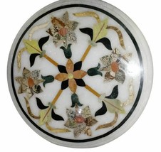18&quot;X18&quot; Marble Marquetry Top Coffee Table Pietra Dura Gems Home Gift Decor H919 - £524.15 GBP