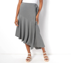 Peace Love World Boheme Midi-Length Wrap Skirt- Pewter, XL - $32.67