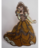 Disney 2012 Belle Beauty And The Beast Gold Dress Glitter Pin - $313.38 MXN