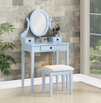 Moniya Vanity Set: Blue Makeup Table &amp; Stool - €161,63 EUR
