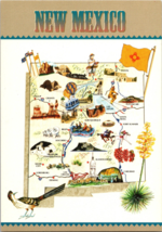 Vtg Postcard State of New Mexico Pictorial Map Land of Enchantment - £5.20 GBP