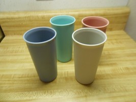 tupperware tumblers mauve, blue, gray, and turquoise - $14.20